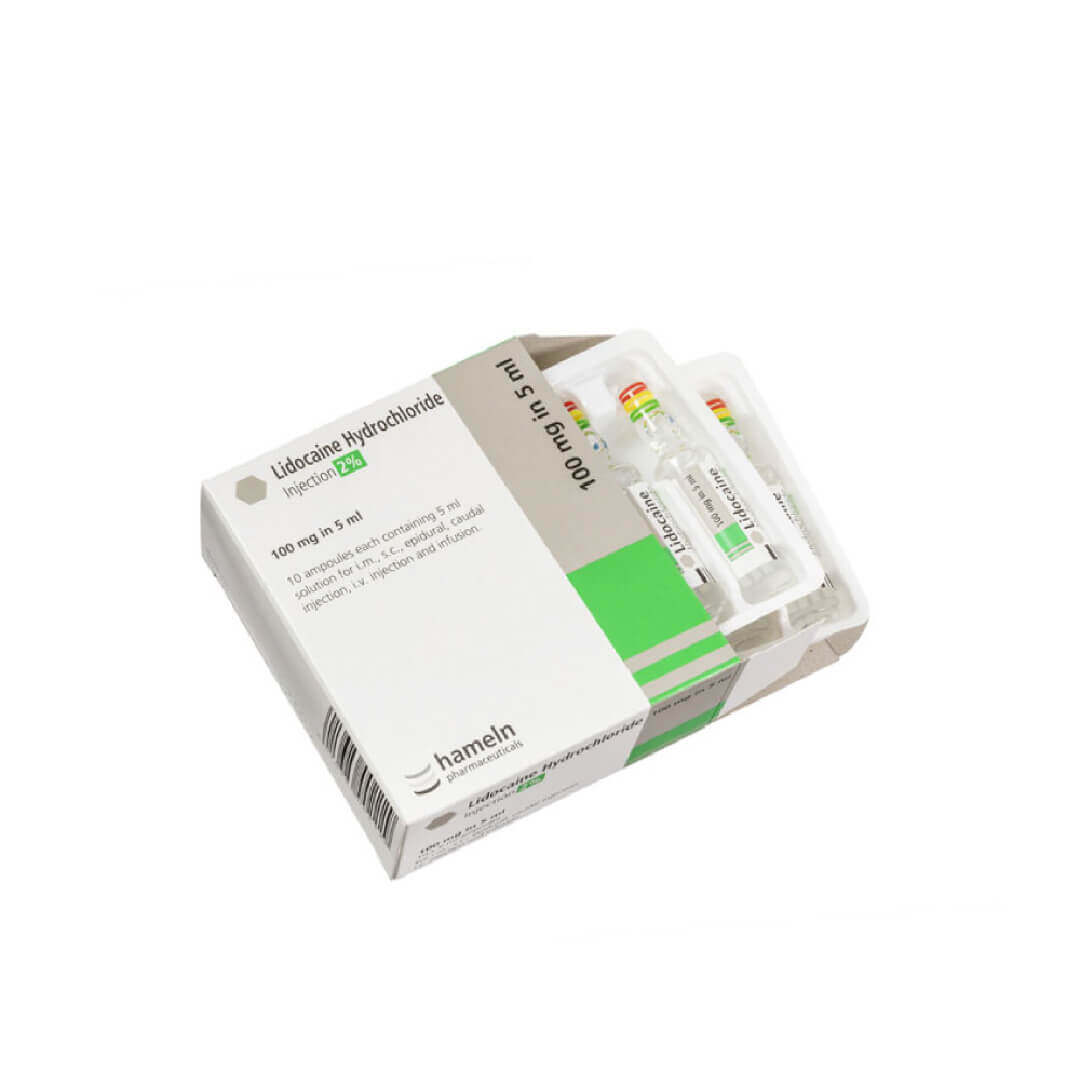 Lidocaine 100mg/5ml 2% Vials (10)